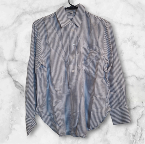 Madewell Drapey Long-Sleeve Popover Shirt in Stripe - Picture 4 of 6